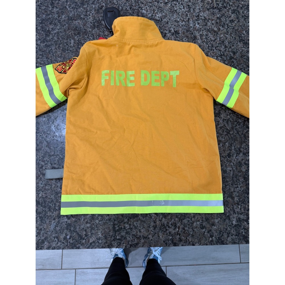 Teetot & Company Firefighter Costume Jacket Orange Reflective Kids Size 7-8